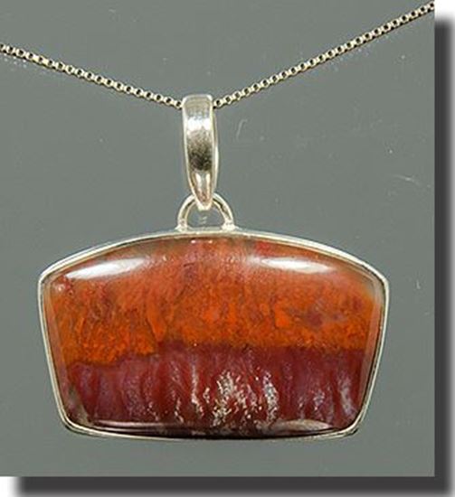 Mexican Flame Agate Silver Pendant