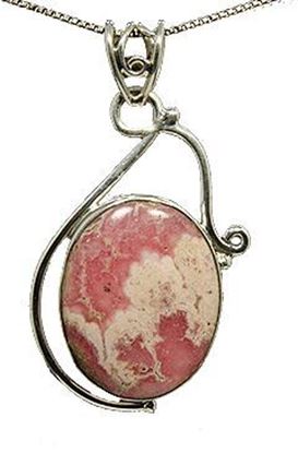 Pink Rhodochrosite Silver Pendant