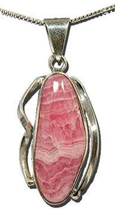 Pink Rhodochrosite Silver Pendant