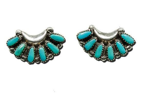 Zuni made Sleeping Beauty Turquoise Petit Point Silver Earrings