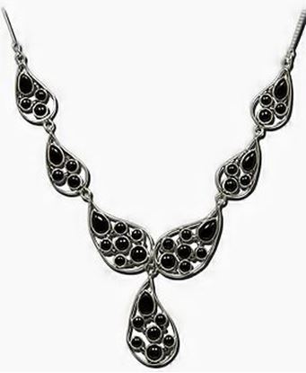 Black Onyx Silver 7 link necklace
