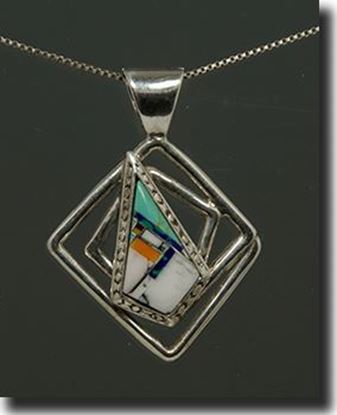 Turquoise Inlay Silver Pendant
