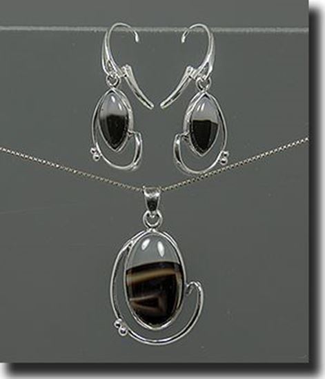 Montana Moss Agate Silver Pendant & Earrings