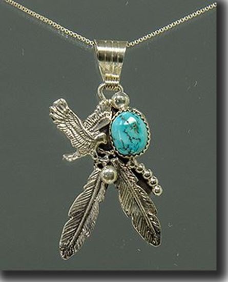 Navajo Silver Pendant with Sleeping Beauty Turquoise Nugget